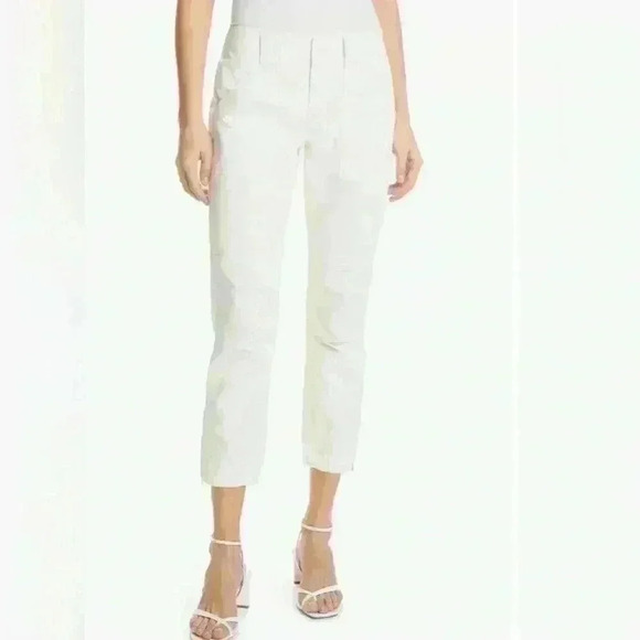 FRAME Banded Bottom Moto Pants Off White Cropped Relaxed Denim Size 33 NWT - Picture 2 of 15